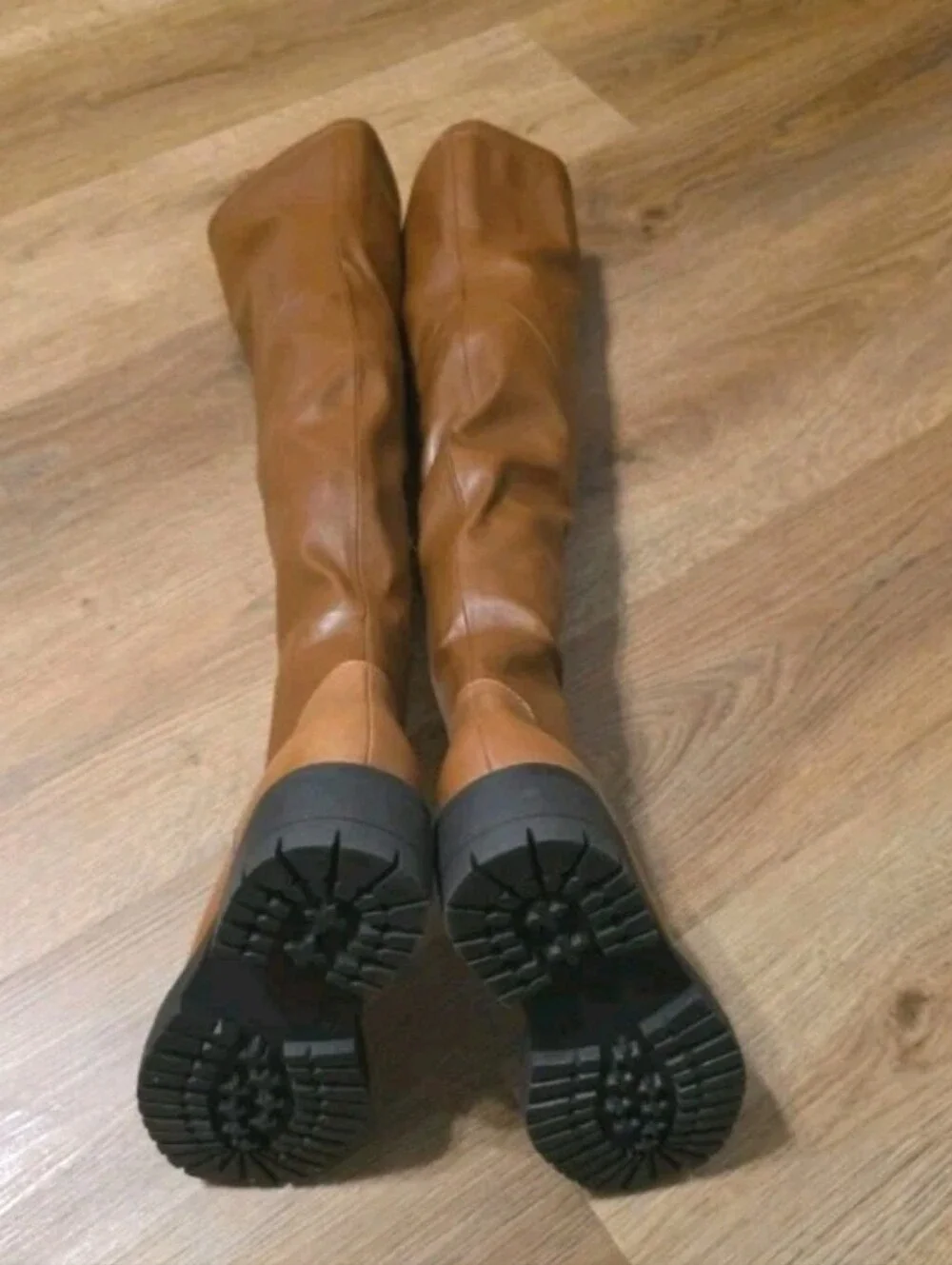 Charles David Erratic Faux Leather Over The Knee Cognac Colored Boots Size: 6